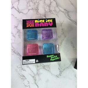 NeeDoh Nice Ice Baby 4 pack, Set of Four Nee Doh Mini Nice Cube Pink Blue Purple